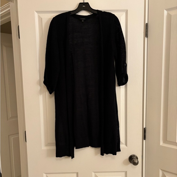Talbots Black Open Knit Cardigan with Roll Up Sleeves - Picture 2 of 12
